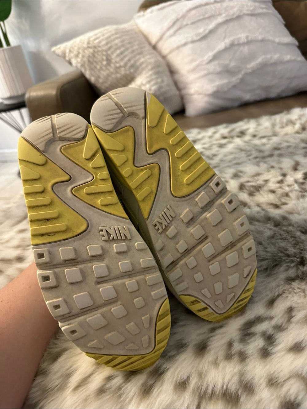 Nike White and Lemon Yellow Air Max Sneakers - Picture 4 of 6